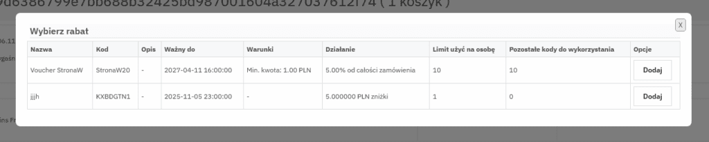 Rabaty - Zapisz i udostępnij koszyk - stronaW.pl
